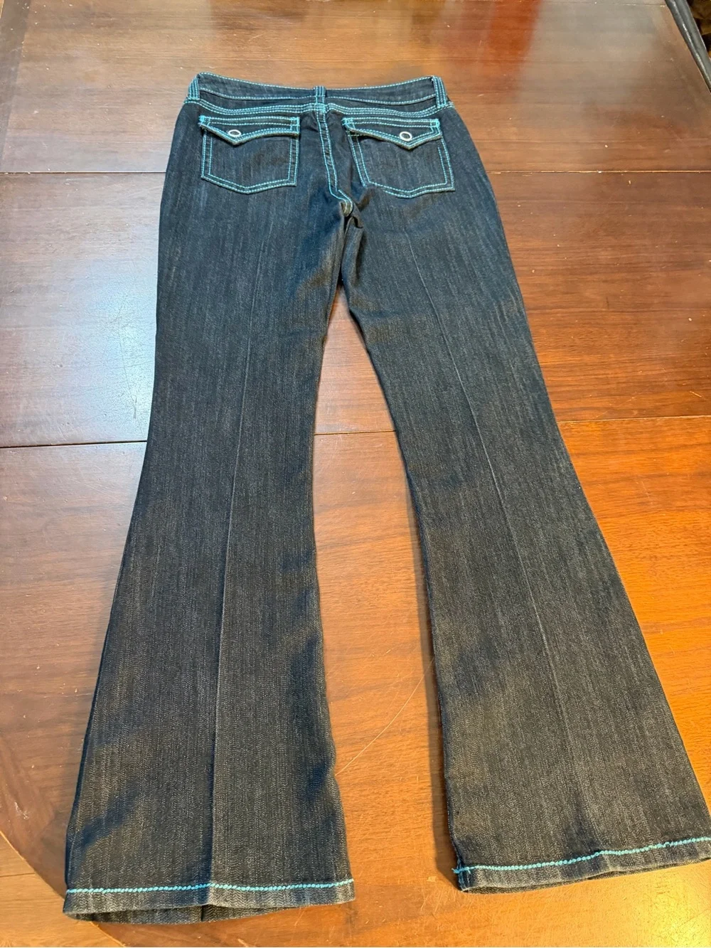 VTG Y2K Black Denim CACHE Contour Collection Sz 10 TALL, Flare Bottom Like New